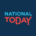 National Today Logo National Today Logo. Dark blue background with light blue and red writing